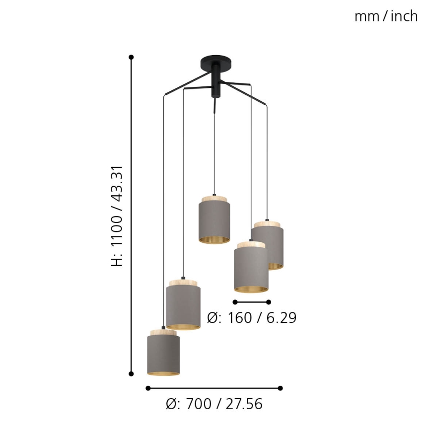 Eglo 99447 - Полилей на кабел ALBARIZA 5xE27/40W/230V паяк