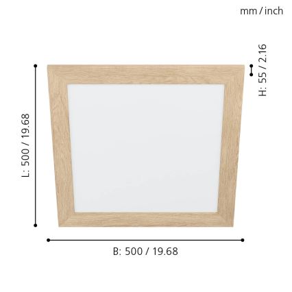 Eglo 99471 - LED таванен осветител PIGLIONASSO LED/20W/230V 500x500 mm