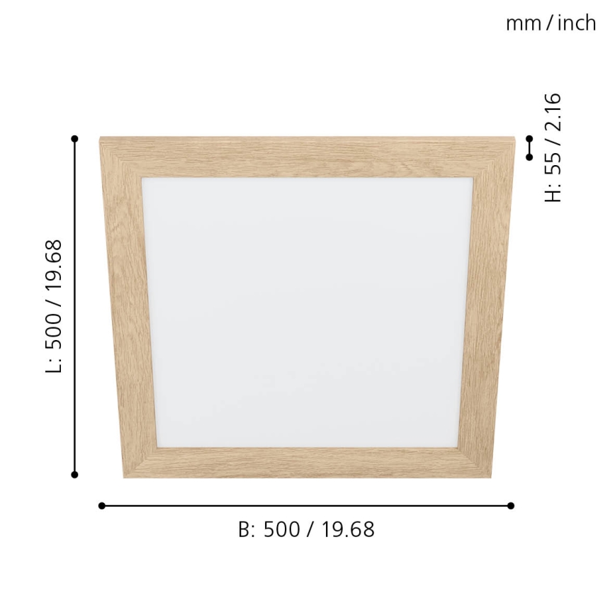 Eglo 99471 - LED таванен осветител PIGLIONASSO LED/20W/230V 500x500 mm