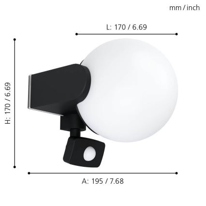 Eglo - Екстериорен аплик със сензор 1xE27/15W/230V IP44