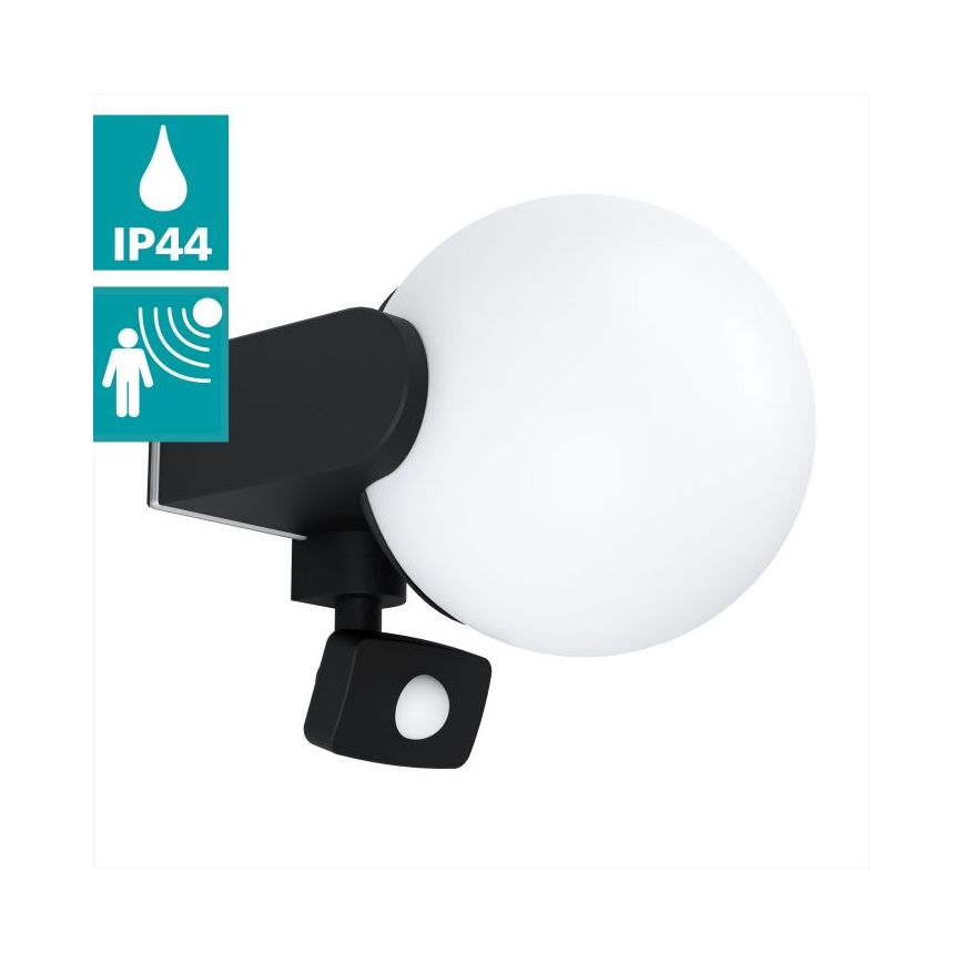 Eglo 99573 - Външно стенно осветително тяло със сензор RUBIO 1xE27/15W/230V IP44