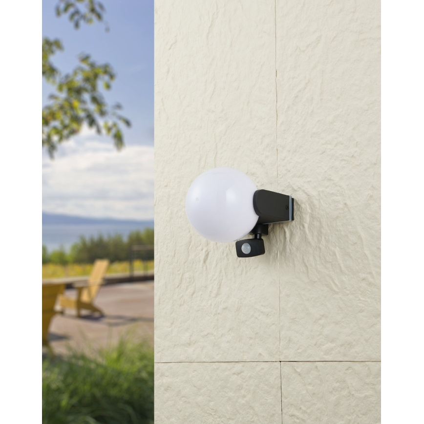 Eglo 99573 - Външно стенно осветително тяло със сензор RUBIO 1xE27/15W/230V IP44