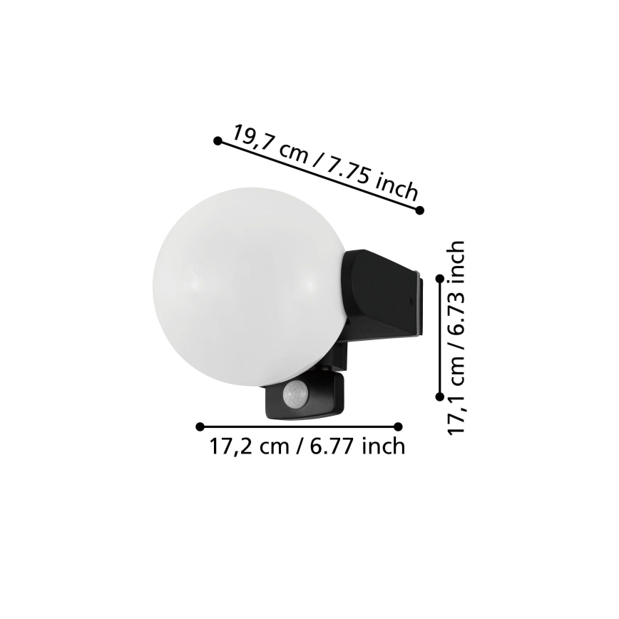 Eglo 99573 - Външно стенно осветително тяло със сензор RUBIO 1xE27/15W/230V IP44