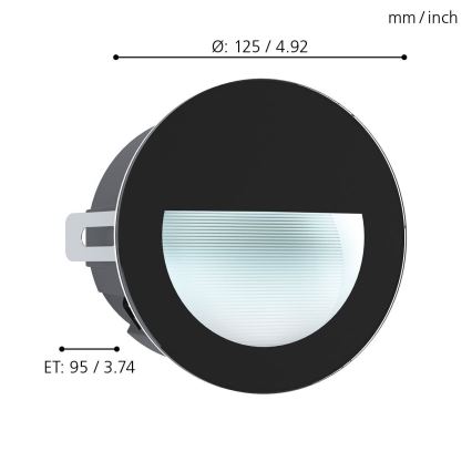 Eglo - LED Екстериорна лампа за вграждане LED/2,5W/230V IP65 черна