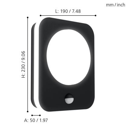 Eglo - LED Екстериорен аплик със сензор LED/9W/230V IP44