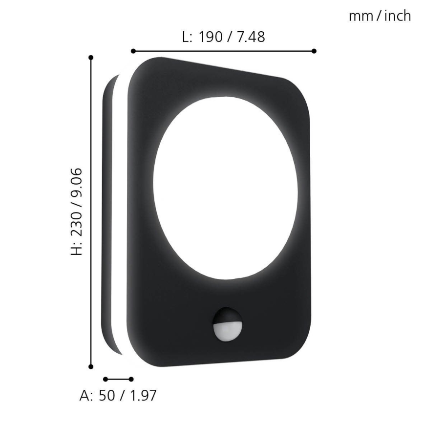 Eglo - LED Екстериорен аплик със сензор LED/9W/230V IP44