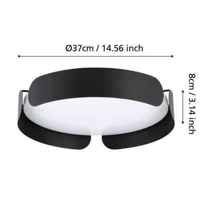 Eglo - LED плафон LED/20W/230V Ø 37 см черен