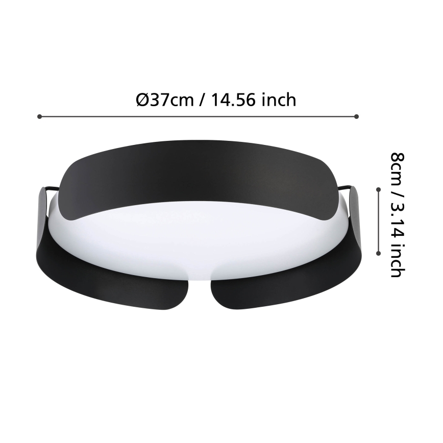 Eglo - LED плафон LED/20W/230V Ø 37 см черен