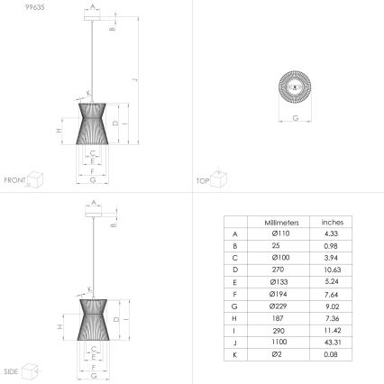 Eglo - Висящ полилей 1xE27/40W/230V златист