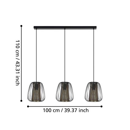 Eglo - Висящ полилей 3xE27/40W/230V