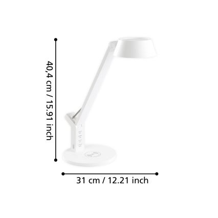 Eglo - LED Димируема сензорна настолна лампа с безжично зареждане LED/4,8W/230V бяла