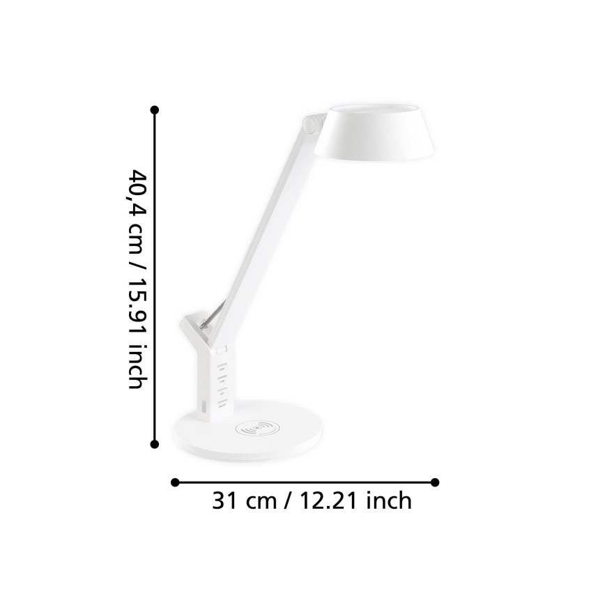 Eglo - LED Димируема сензорна настолна лампа с безжично зареждане LED/4,8W/230V бяла
