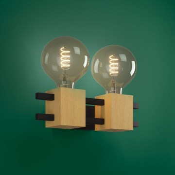 Eglo - Аплик 2xE27/40W/230V черен/кафяв