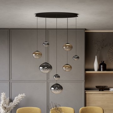 Eglo - димируем LED полилей на кабел 8xLED/5,8W/230V 2200-6500K черен/бежов/опушен + дистанционно управление