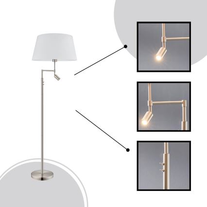 Eglo/Edi Light - LED стояща лампа SANTANDER 1xE27/11W/230V + LED/2,3W матов хром