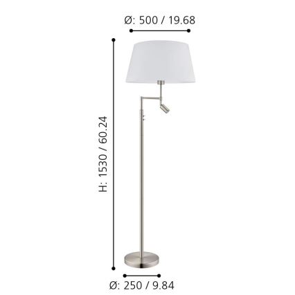 Eglo/Edi Light - LED стояща лампа SANTANDER 1xE27/11W/230V + LED/2,3W матов хром