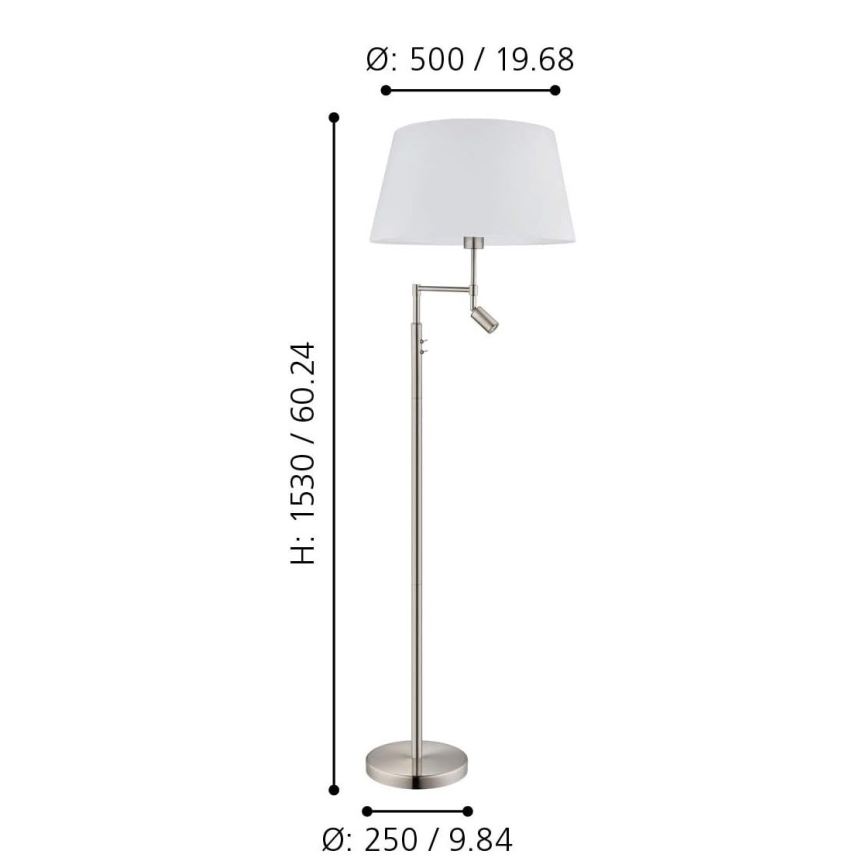 Eglo/Edi Light - LED стояща лампа SANTANDER 1xE27/11W/230V + LED/2,3W матов хром