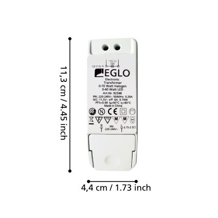 Eglo - Електрически трансформатор 70W/230V/11,5V AC