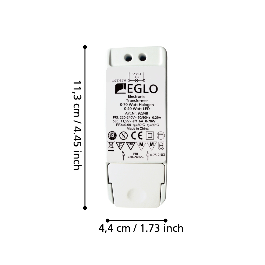 Eglo - Електрически трансформатор 70W/230V/11,5V AC