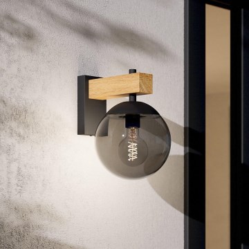 Eglo - Екстериорен аплик 1xE27/40W/230V черен/дърво IP44