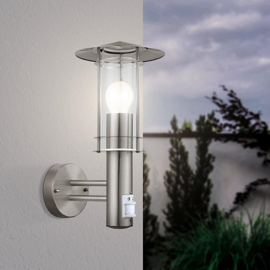 Eglo - Екстериорен аплик със сензор 1xE27/60W/230V IP44
