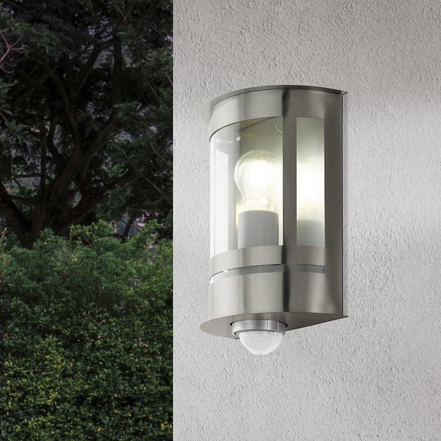 Eglo - Екстериорна Стенна лампа със сензор 1xE27/60W/230V IP44