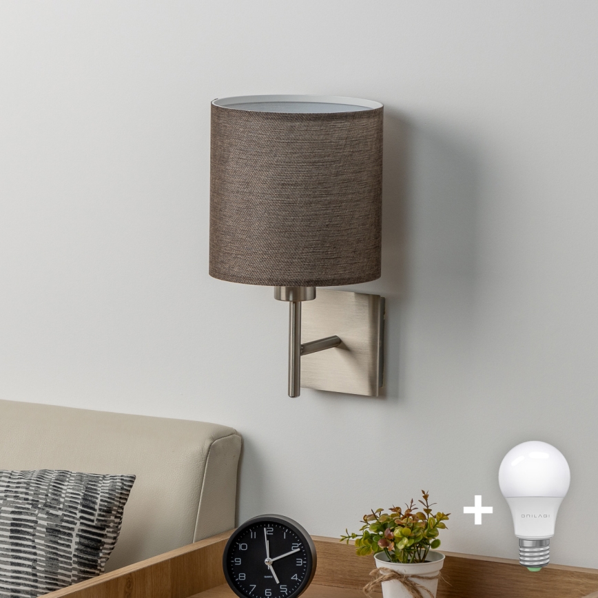 Eglo - LED аплик TUNJA 1xE27/60W/230V матов хром/кафяв