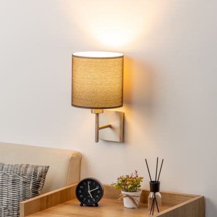 Eglo - LED аплик TUNJA 1xE27/60W/230V матов хром/кафяв