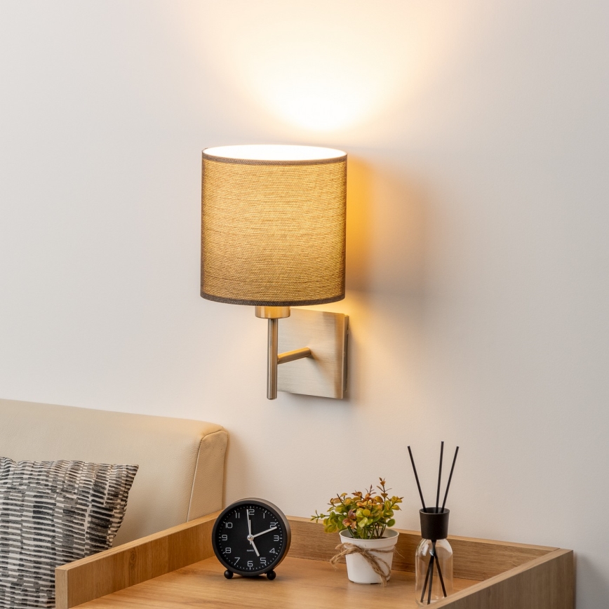 Eglo - LED аплик TUNJA 1xE27/60W/230V матов хром/кафяв