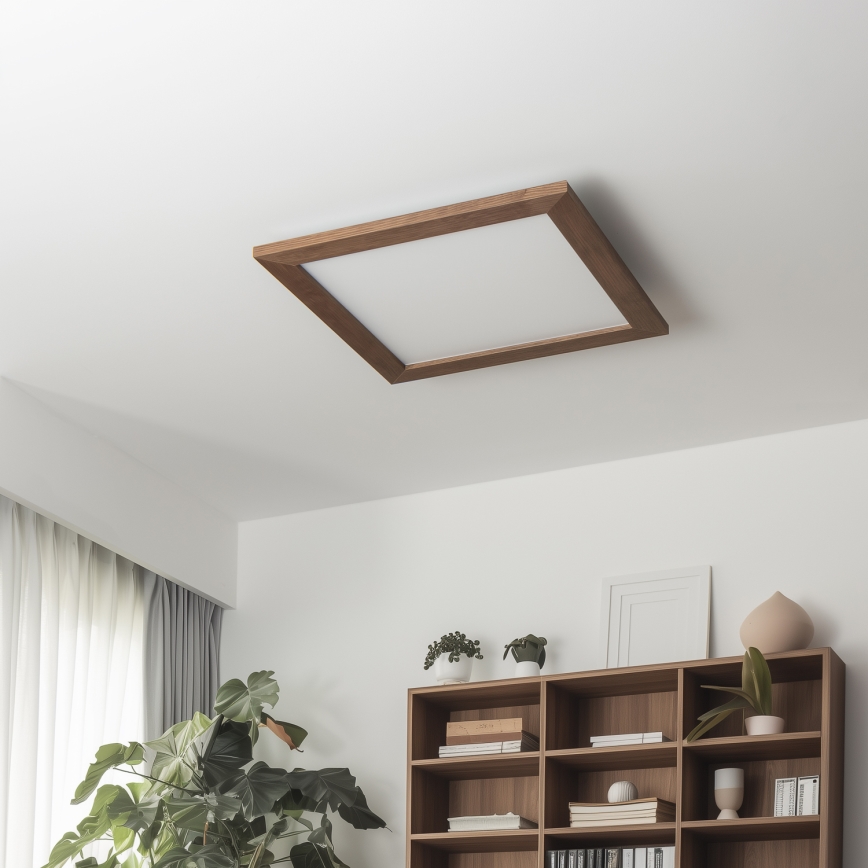 Eglo - LED Димируем панел за повърхностен монтаж POZZALLO WOOD LED/21W/230V 2700-6500K 49,5x49,5 см тъмнокафяв + дистанционно управление