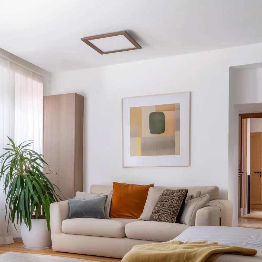 Eglo - LED Димируем панел за повърхностен монтаж POZZALLO WOOD LED/21W/230V 2700-6500K 49,5x49,5 см тъмнокафяв + дистанционно управление