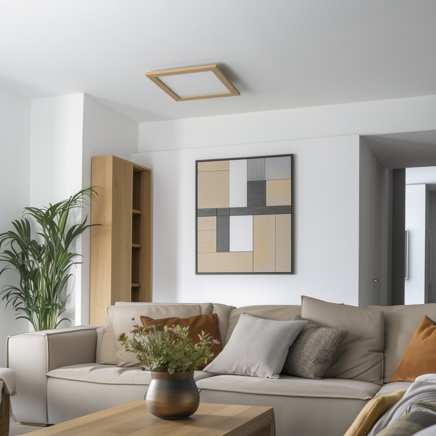 Eglo - LED Димируем панел за повърхностен монтаж POZZALLO WOOD LED/21W/230V 2700-6500K 49,5x49,5 см кафяв + дистанционно управление