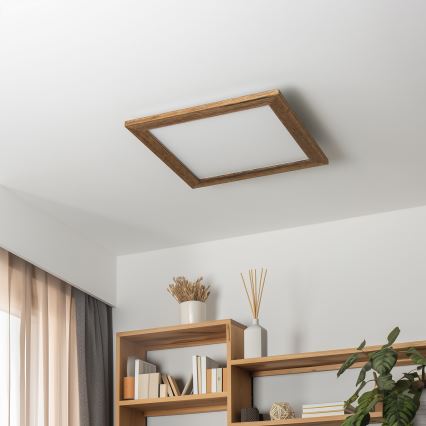 Eglo - LED Димируем панел за повърхностен монтаж POZZALLO WOOD LED/21W/230V 2700-6500K 49,5x49,5 см кафяв + дистанционно управление