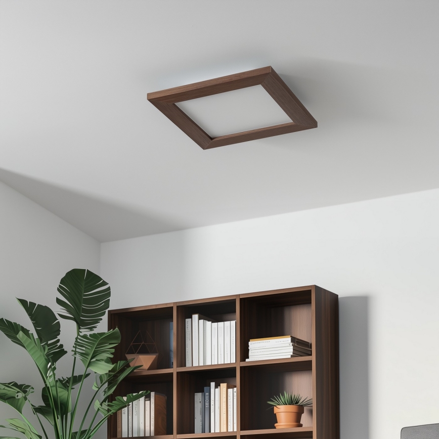 Eglo - LED Димируем панел за повърхностен монтаж SALOBRENA 2 WOOD LED/16W/230V 4000K 34x34 см тъмнокафяв