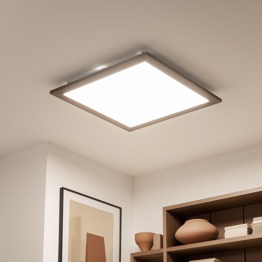 Eglo - LED Димируем панел за повърхностен монтаж SALOBRENA-CL WOOD LED/31W/230V 2700-6500K 64x64 см тъмнокафяв