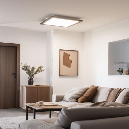 Eglo - LED Димируем панел за повърхностен монтаж SALOBRENA-CL WOOD LED/31W/230V 2700-6500K 64x64 см тъмнокафяв