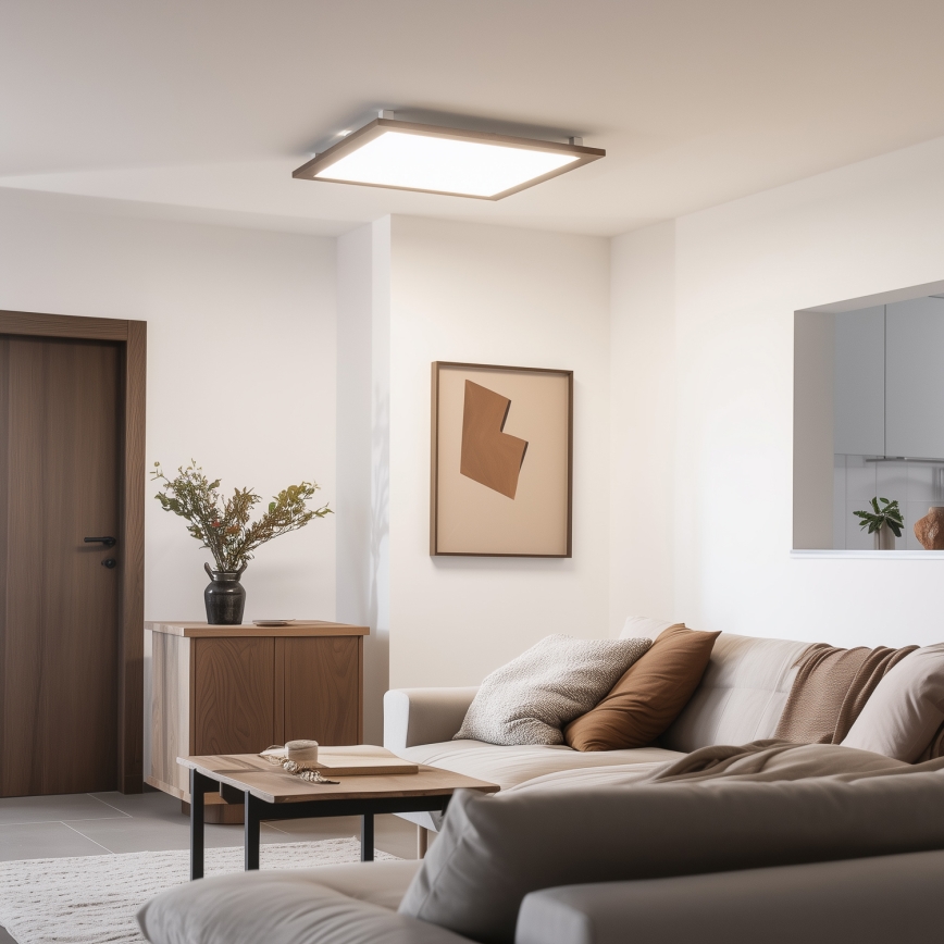 Eglo - LED Димируем панел за повърхностен монтаж SALOBRENA-CL WOOD LED/31W/230V 2700-6500K 64x64 см тъмнокафяв