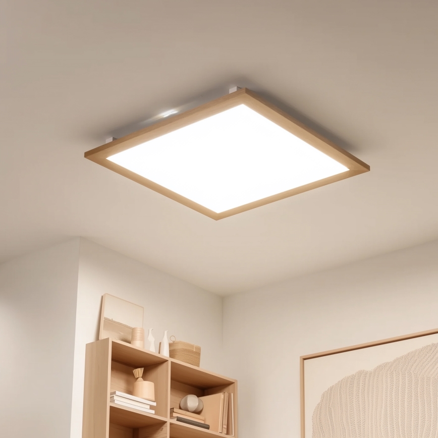 Eglo - LED Димируем панел за повърхностен монтаж SALOBRENA-CL WOOD LED/31W/230V 2700-6500K 64x64 см кафяв