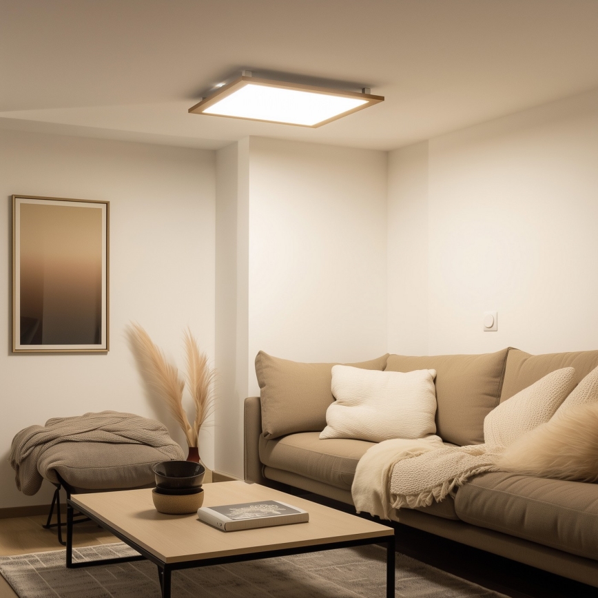 Eglo - LED Димируем панел за повърхностен монтаж SALOBRENA-CL WOOD LED/31W/230V 2700-6500K 64x64 см кафяв