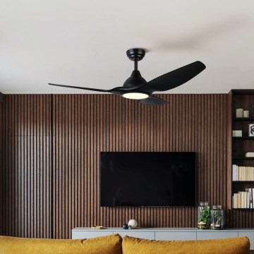 Eglo - LED Димируем таванен вентилатор LED/16W/230V черен + дистанционно