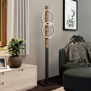 Eglo - LED Лампион 2xLED/12W/230V 3000K кафяв/черен