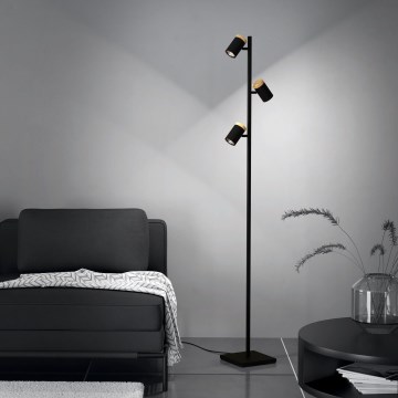 Eglo - LED Лампион 3xGU10/4,5W/230V 3000K черен/кафяв