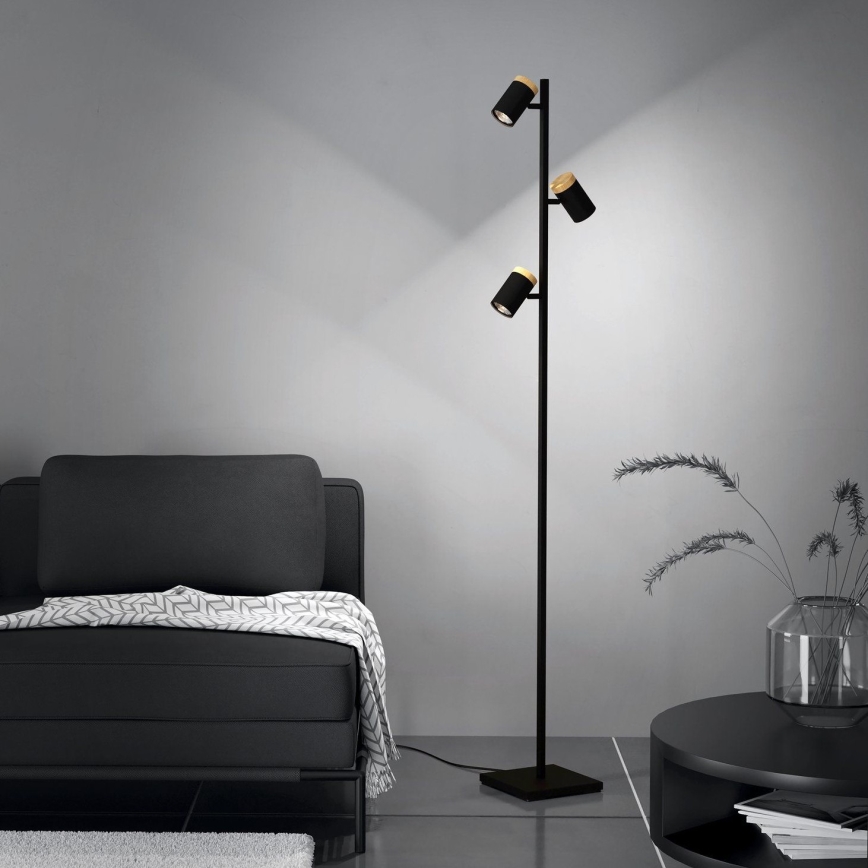 Eglo - LED Лампион 3xGU10/4,5W/230V 3000K черен/кафяв