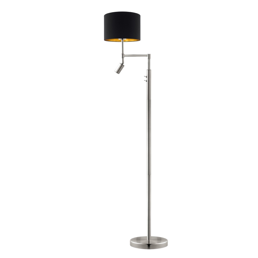 Eglo - LED Лампион TUNJA 1xE27/60W/230V + LED/2,1W Ø 30 см матов хром/черен
