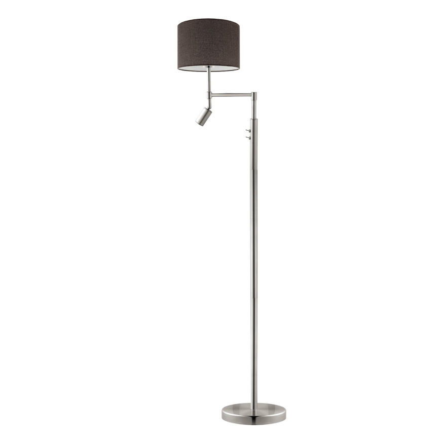 Eglo - LED Лампион TUNJA 1xE27/60W/230V + LED/2,1W Ø 30 см матов хром/кафяв
