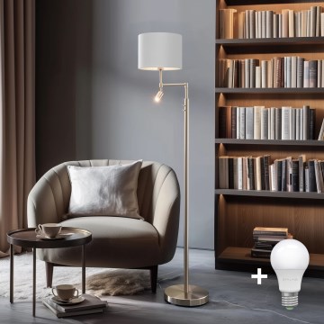 Eglo - LED Лампион TUNJA 1xE27/60W/230V + LED/2,1W Ø 30 см матов хром/бял