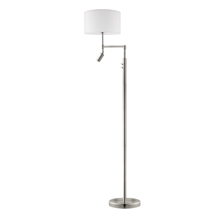 Eglo - LED Лампион TUNJA 1xE27/60W/230V + LED/2,1W Ø 38 см матов хром/бял