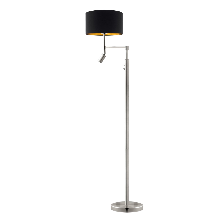 Eglo - LED Лампион TUNJA 1xE27/60W/230V + LED/2,1W Ø 38 см матов хром/черен