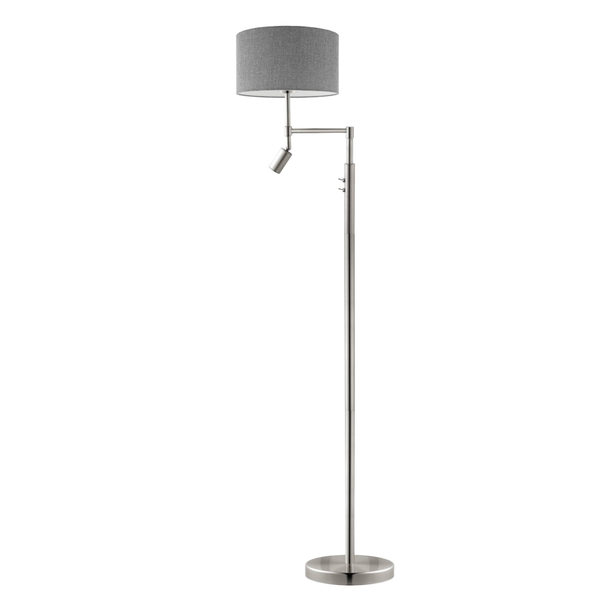 Eglo - LED Лампион TUNJA 1xE27/60W/230V + LED/2,1W Ø 38 см матов хром/сив