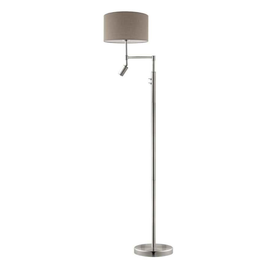 Eglo - LED Лампион TUNJA 1xE27/60W/230V + LED/2,1W Ø 38 см матов хром/таупе